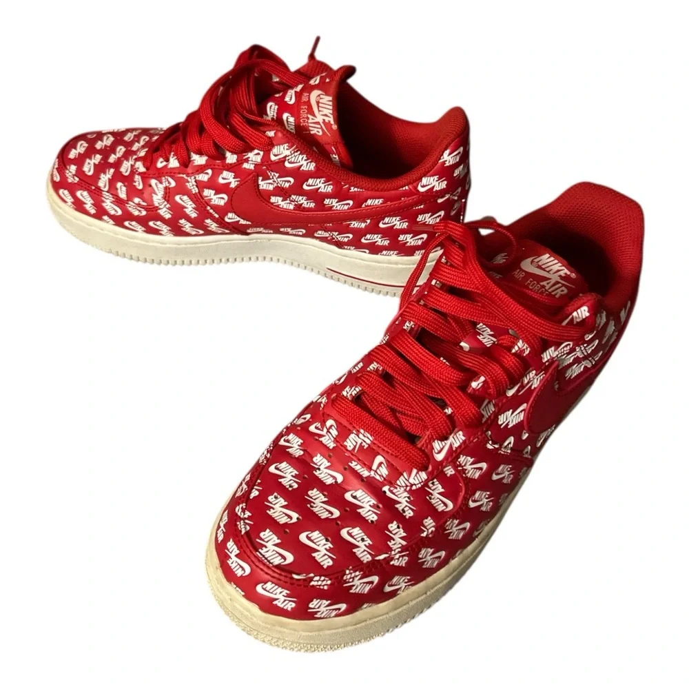 Nike‎ Air Force 1 “All Over Logo” Red/White Sz 7.5